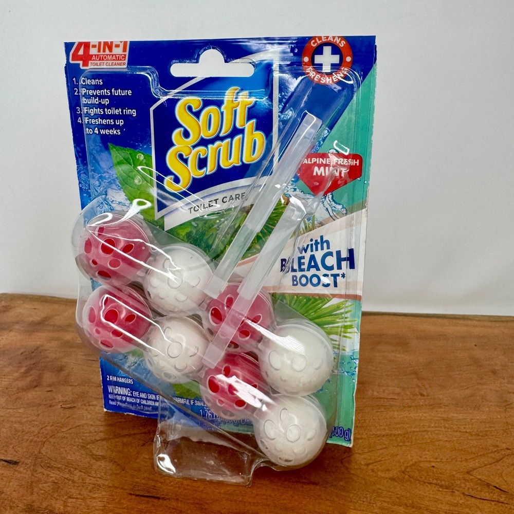 Soft Scrub 4-in-1 Bleach Boost 2 Pk Toilet Cleaner Rim Hanger Alpine Fresh Mint